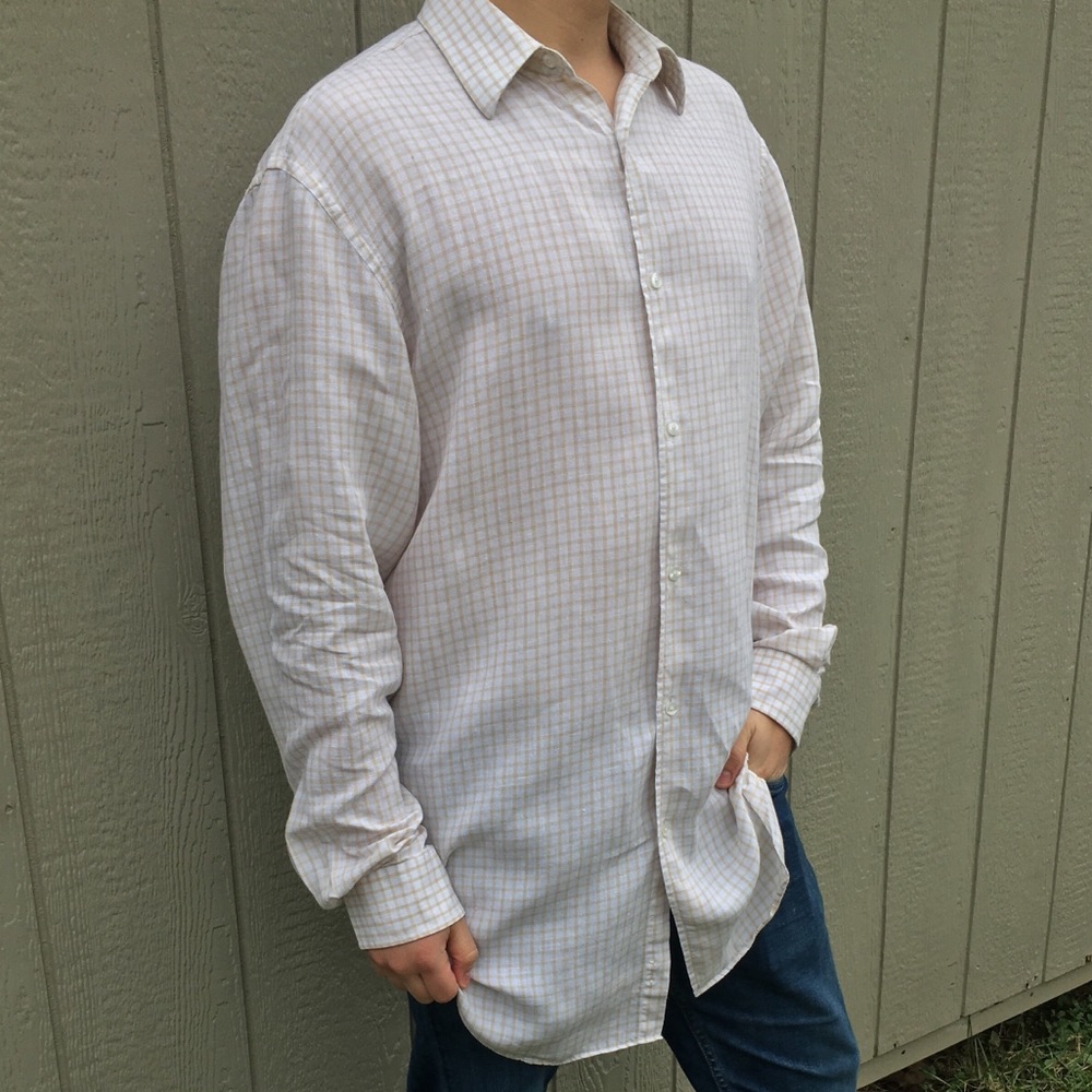 Toscano Button-down shirt 👔 100% Linen Size LT